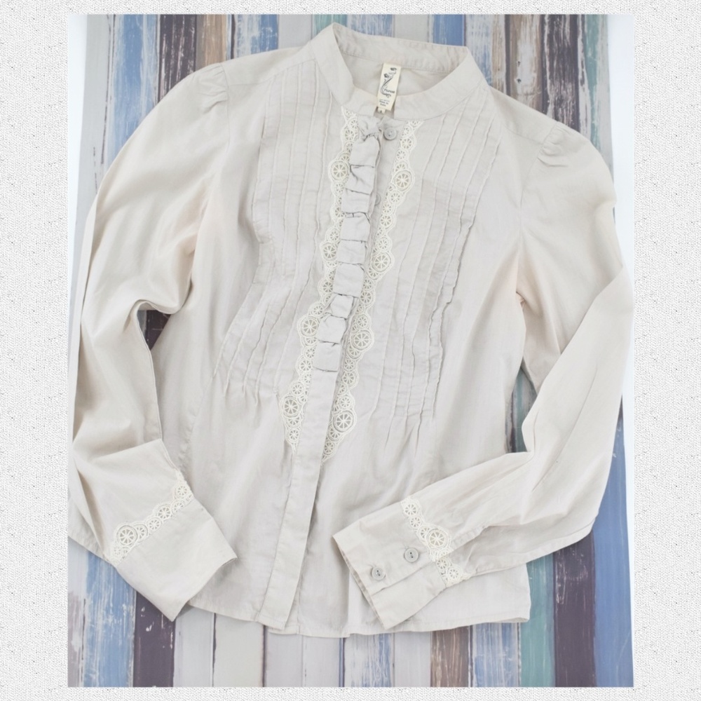 Floreat Long-Sleeve Blouse with Lace & Silk Trim S - Picture 3 of 8